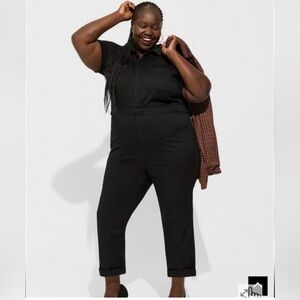 NWT Torrid Size 12 - Short Sleeve Black Twill Full Length Jumper